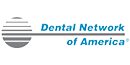 Dental Network of America logo with circular striped design and blue text.