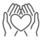 Two hands cradling a heart symbol, representing care and compassion in dental services.